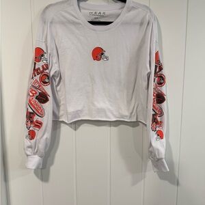 Wear by Erin Andrews Cleveland Browns Long Sleeve Crop Tee